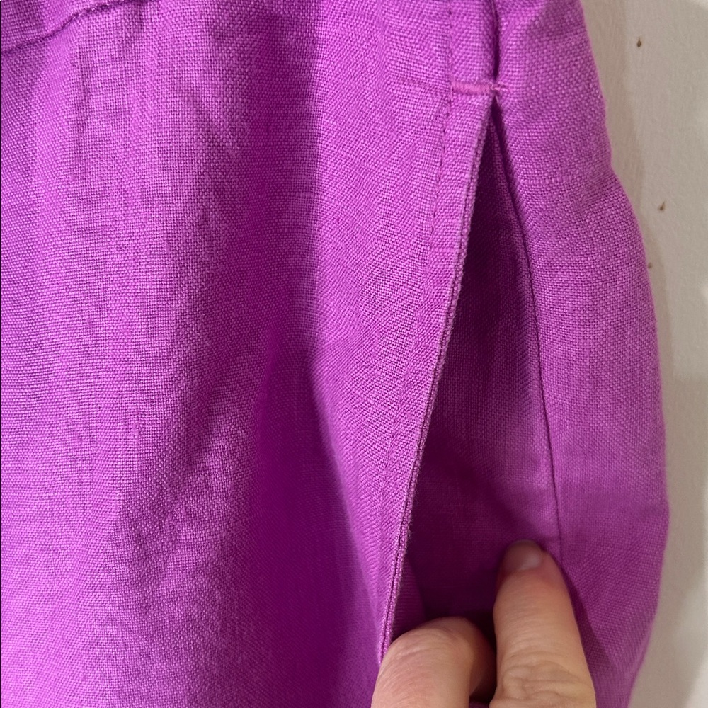 J. JILL LOVE LINEN Wild Orchid Lilac Wide Leg Cropped Pants Size Medium - Picture 8 of 16